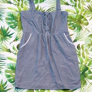 blue dress with ruffle detailing